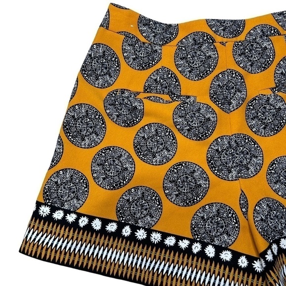 Ann Taylor Mustard Yellow Medallion Print Dressy Casual  Drape Short Size 2 - Picture 10 of 16